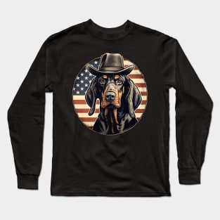 Black and Tan Coonhound 4th of July Long Sleeve T-Shirt